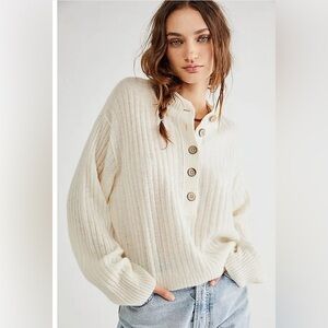 Free People Latte Cashmere Henley